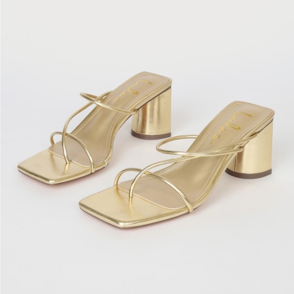 Worn once — gold Lulu’s heels